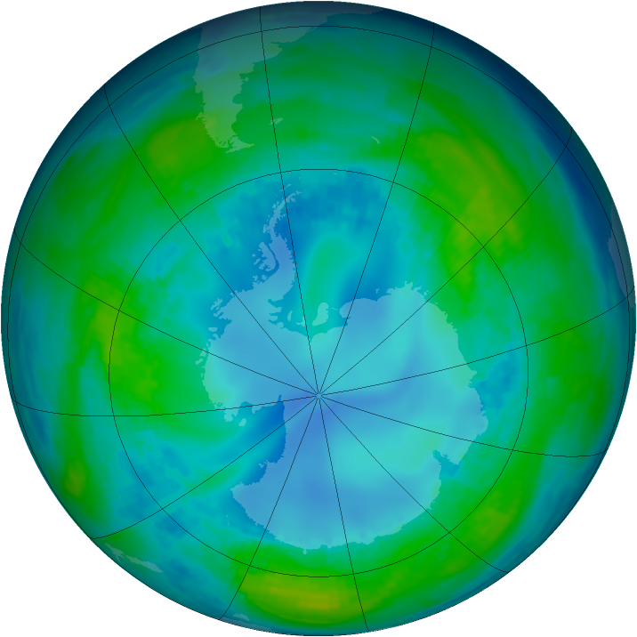 Antarctic ozone map for 05 May 1990
